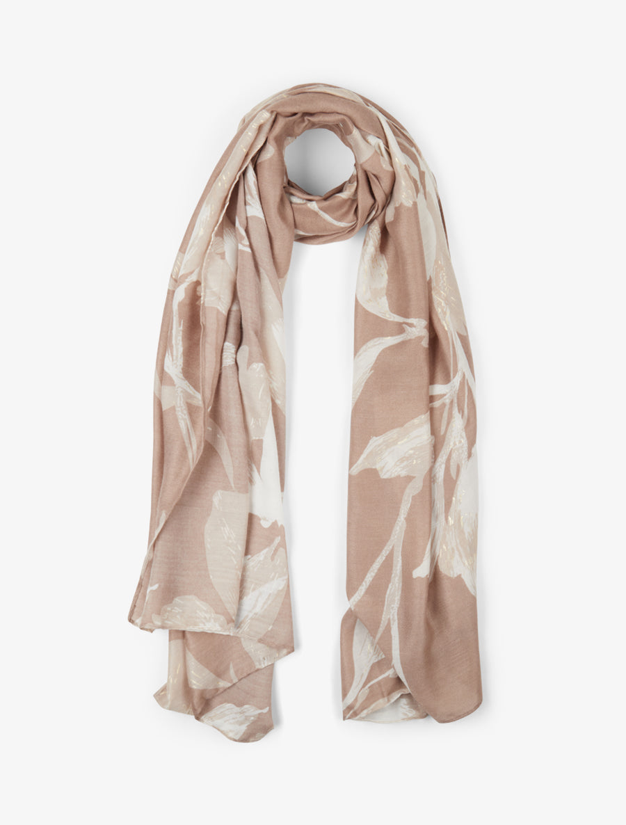 Foulard irisé à motif floral - Taupe - 1