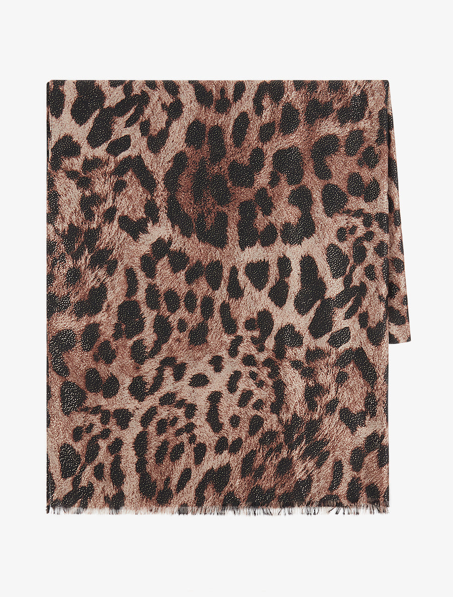 Foulard irisé imprimé léopard - Marron - 2