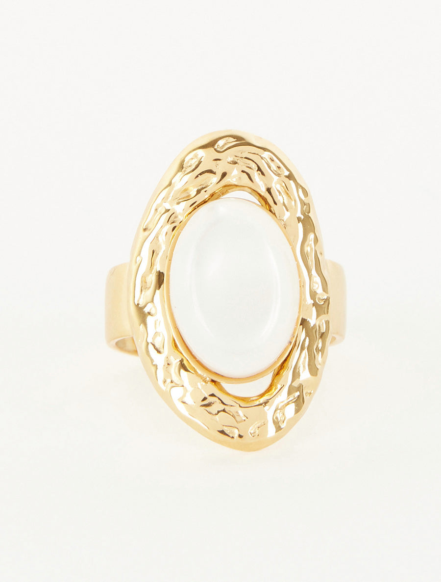 Bague vintage à pierre - Blanc - 3