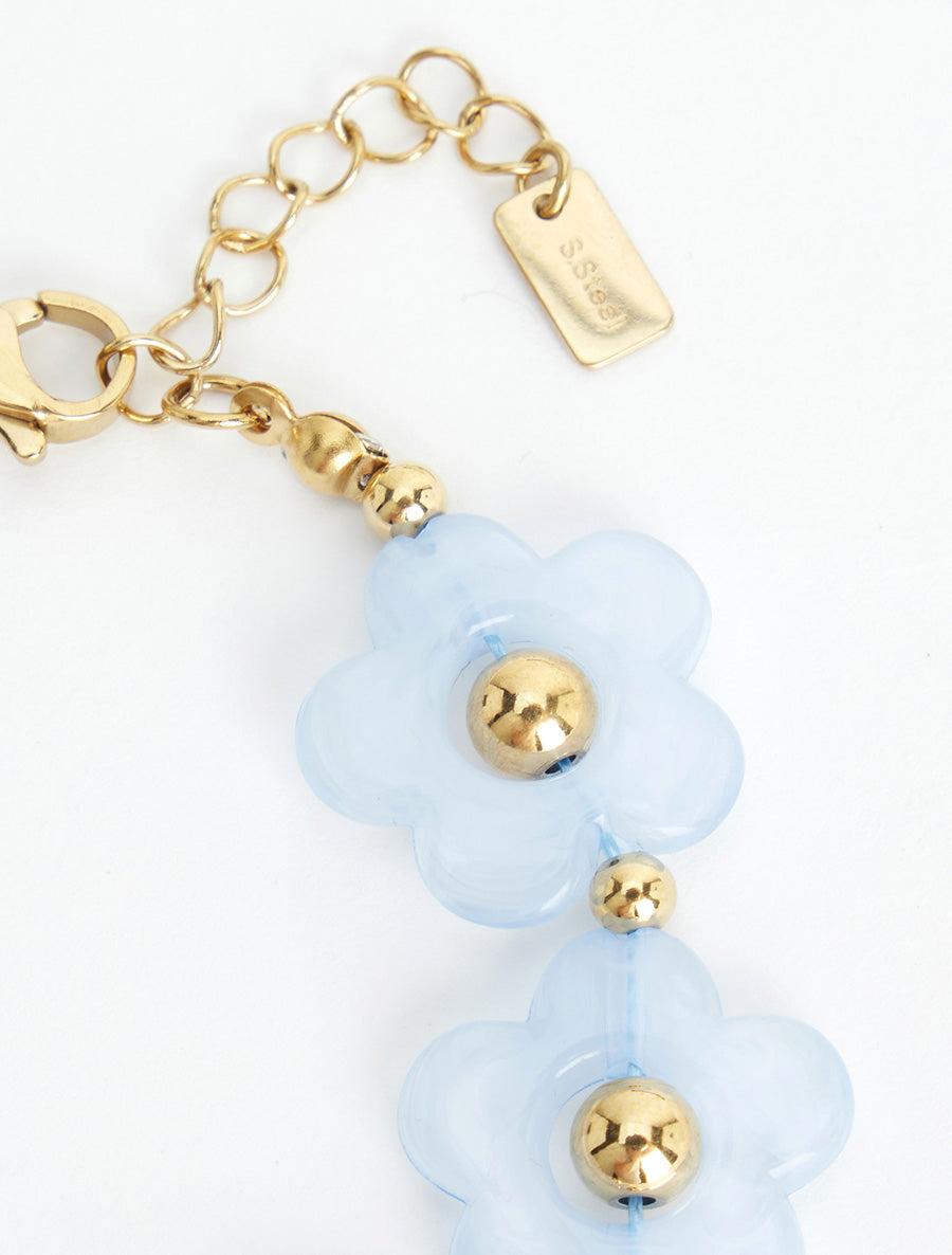 Bracelet motif fleurs en résine - Bleu - 3