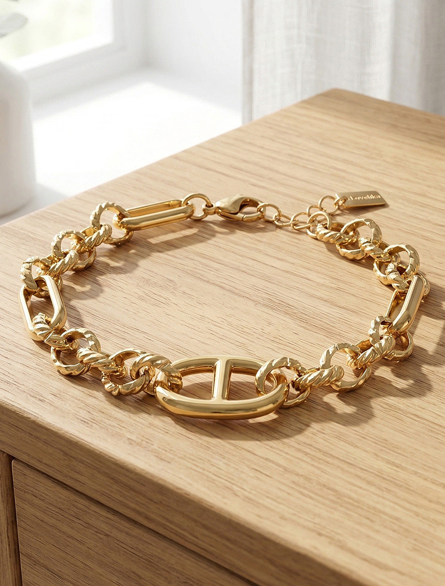 Bracelet en chaîne fantaisie torsadée - Or - 1