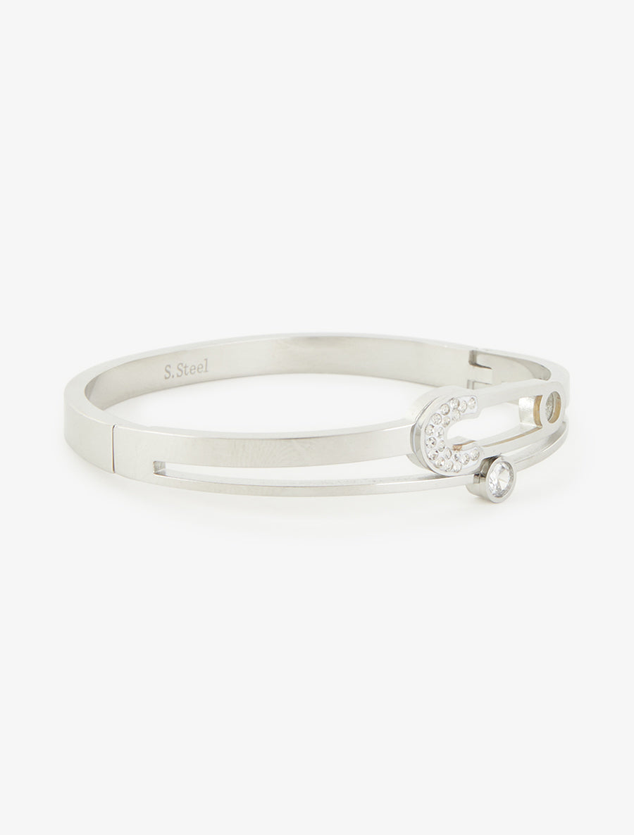 Jonc motif épingle et strass - Argent - 2