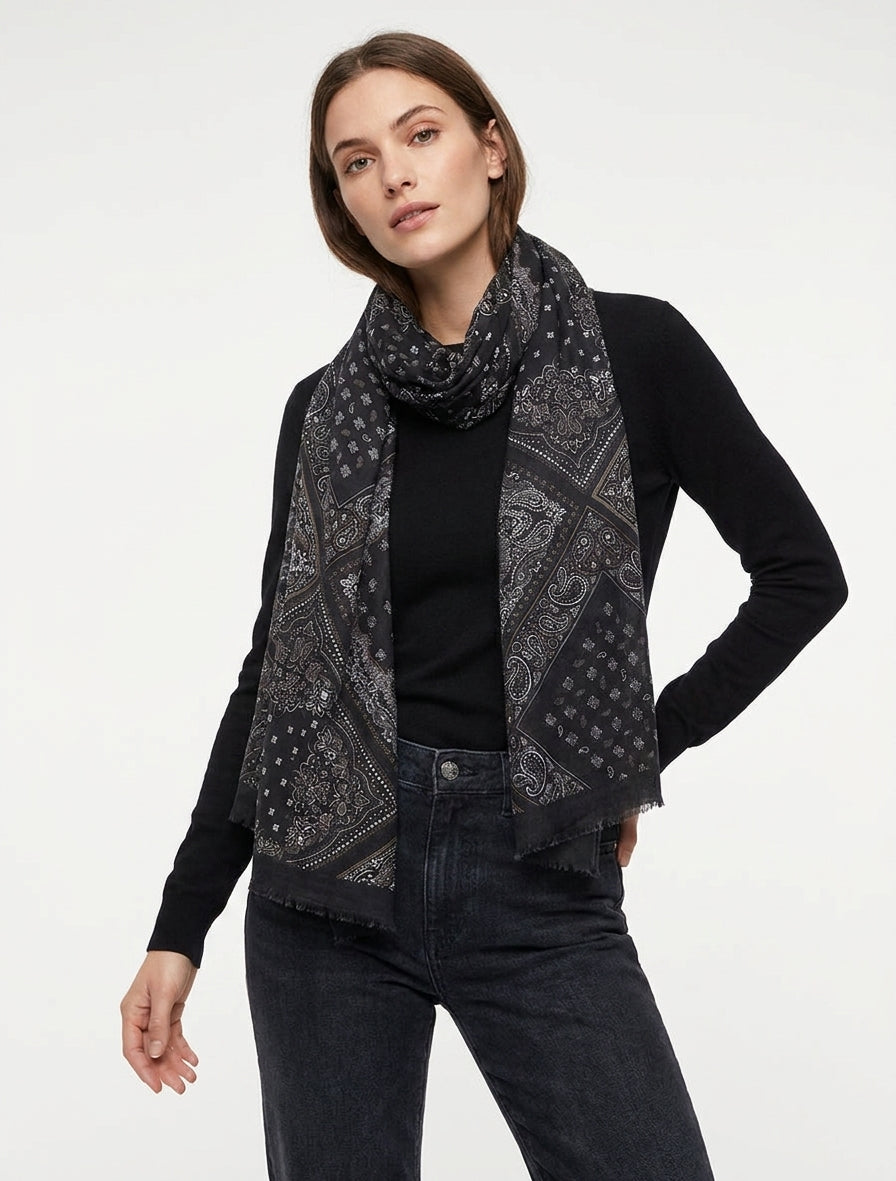 Écharpe bandana bords francs - Noir