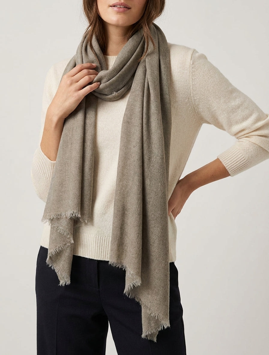Écharpe rectangulaire à franges - Taupe