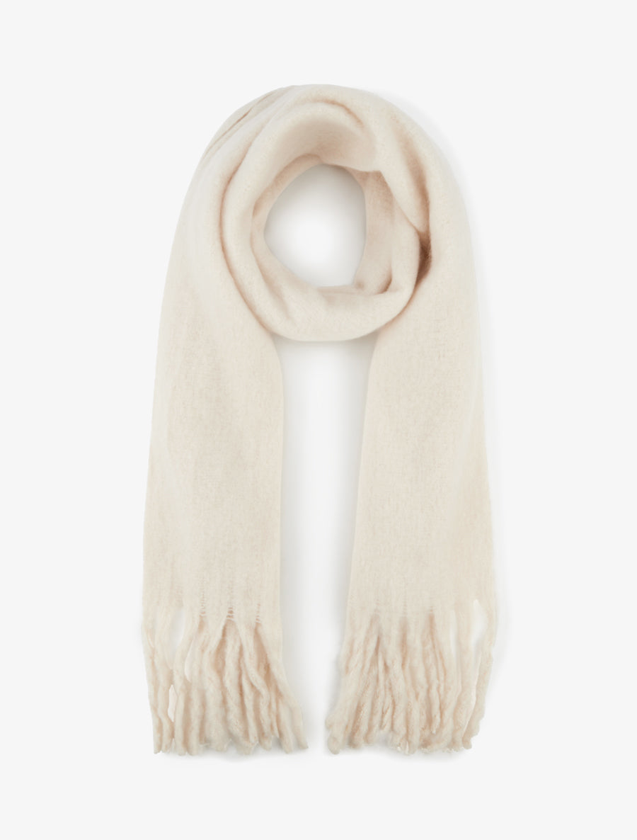 Echarpe laine duveteuse à franges - Beige - 1