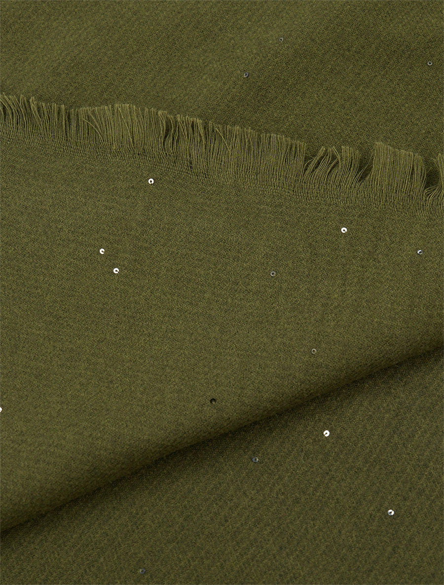 Echarpe coton mélangé à sequins - Kaki - 3
