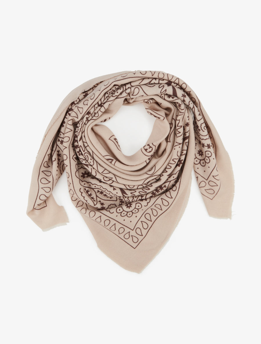 Foulard imprimé cachemire à bords effilochés - Taupe - 1