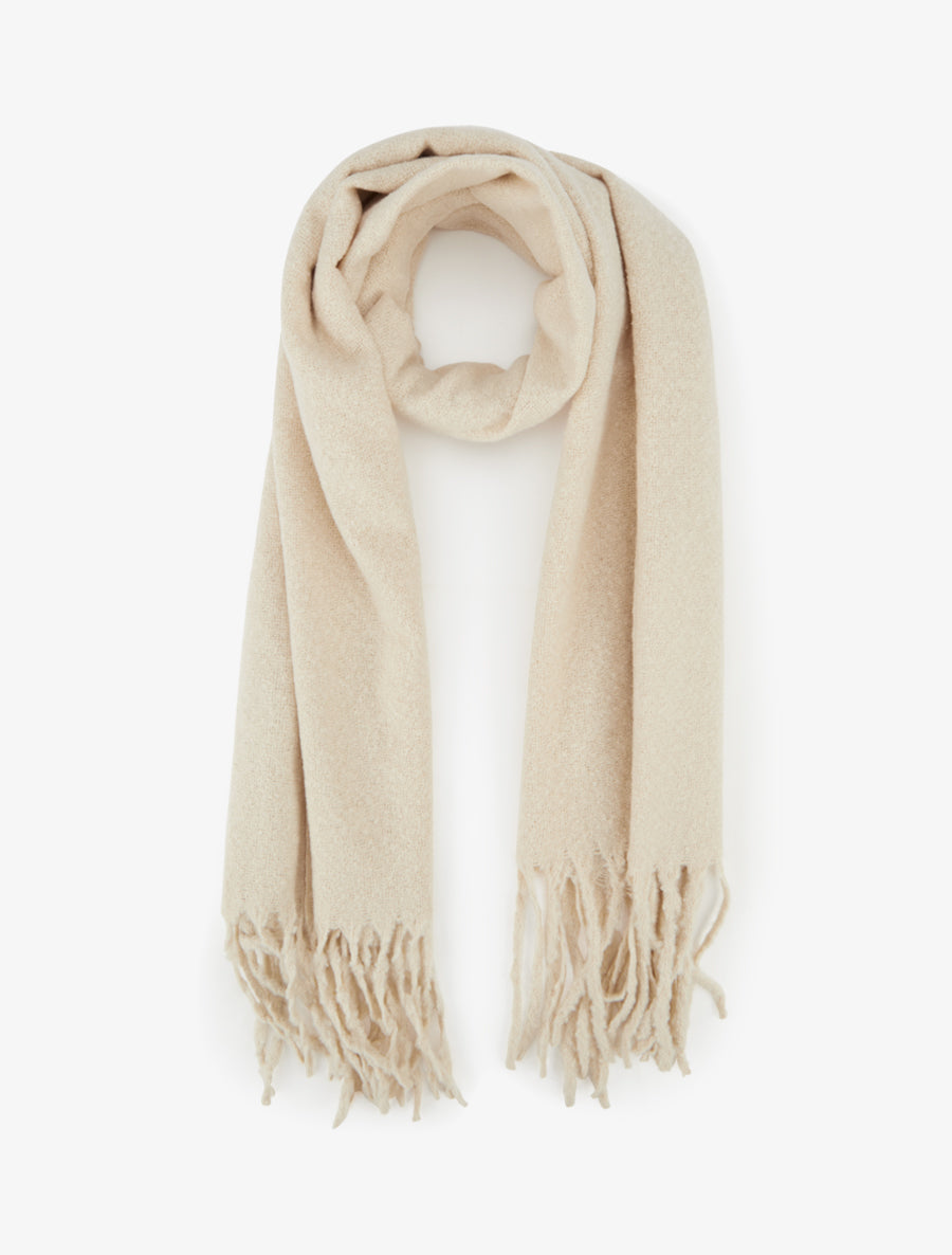 Echarpe uni à franges - Beige - 1