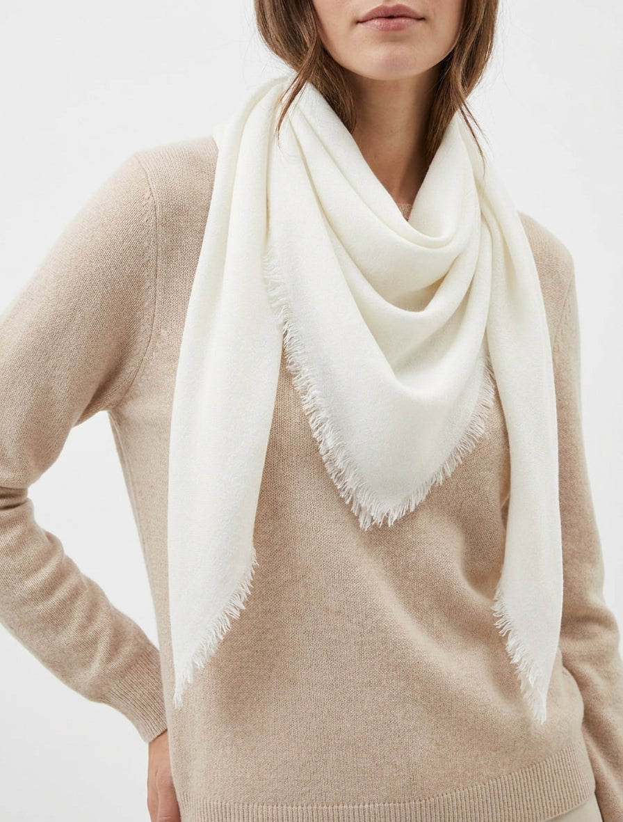 Foulard carré en laine mélangée - Blanc