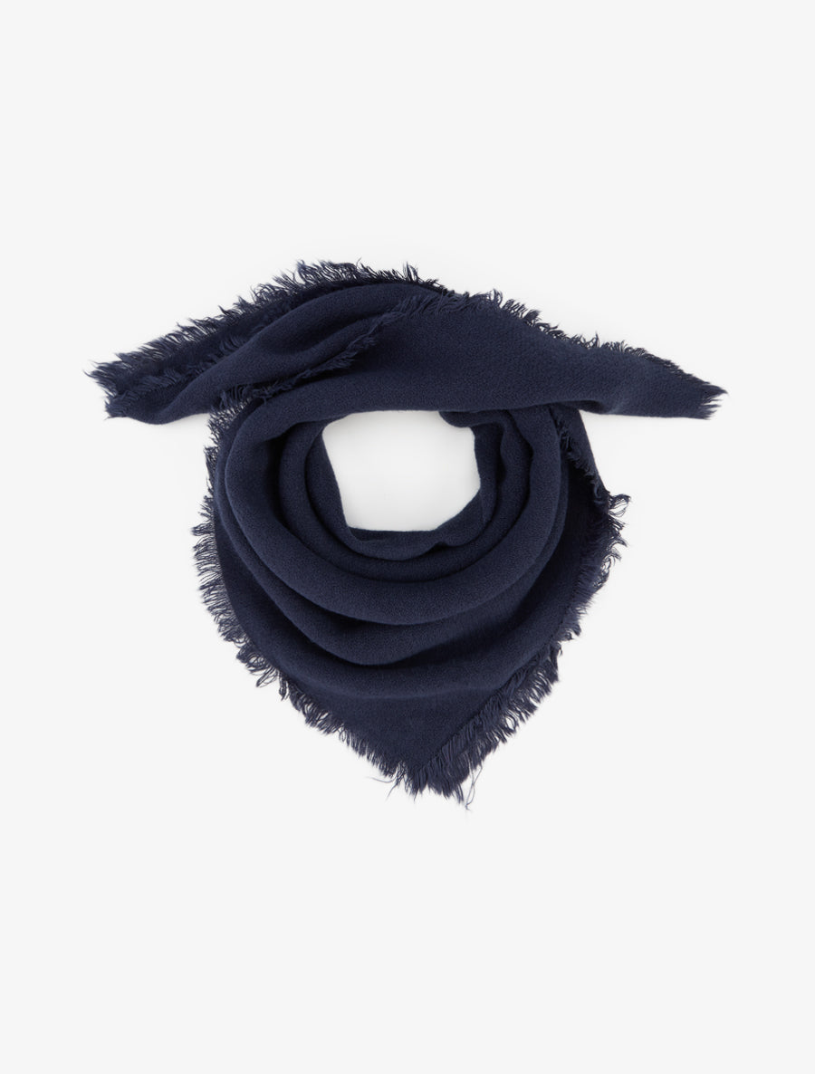 Foulard uni à bords effilochés - Marine - 1