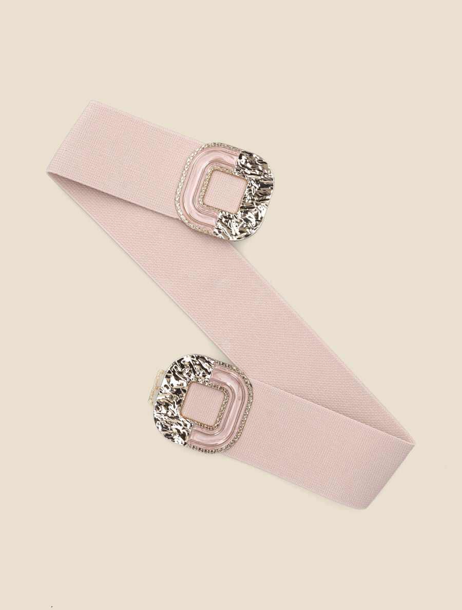 Ceinture à boucle martelée et laquée - Rose - 1