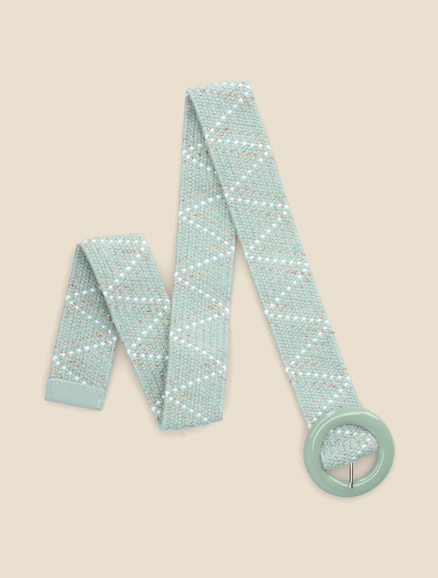 Ceinture bi-matière à sangle en zig-zag - Vert d&