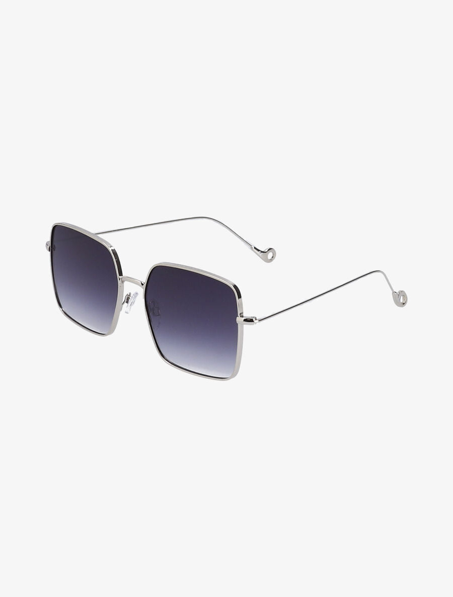Lunettes de soleil carrées oversize - Noir/argent - 1