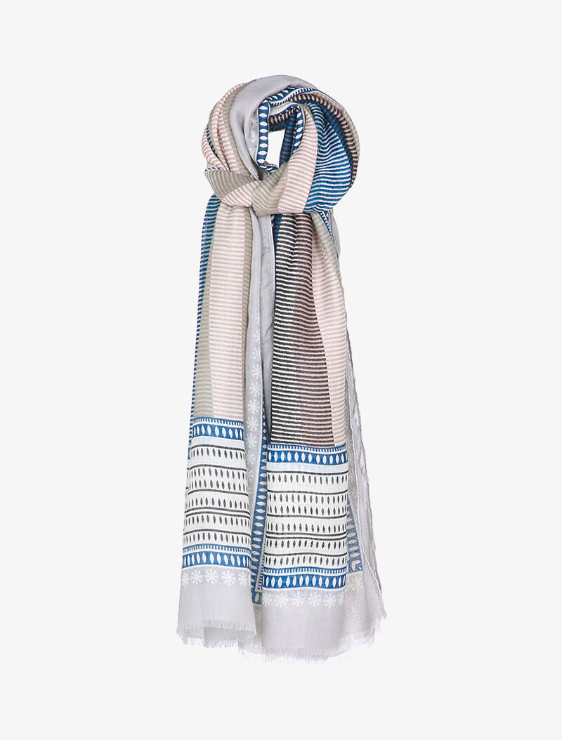 Foulard à rayures stylisées - Gris clair - 3