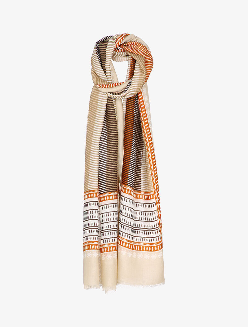 Foulard à rayures stylisées - Beige - 3