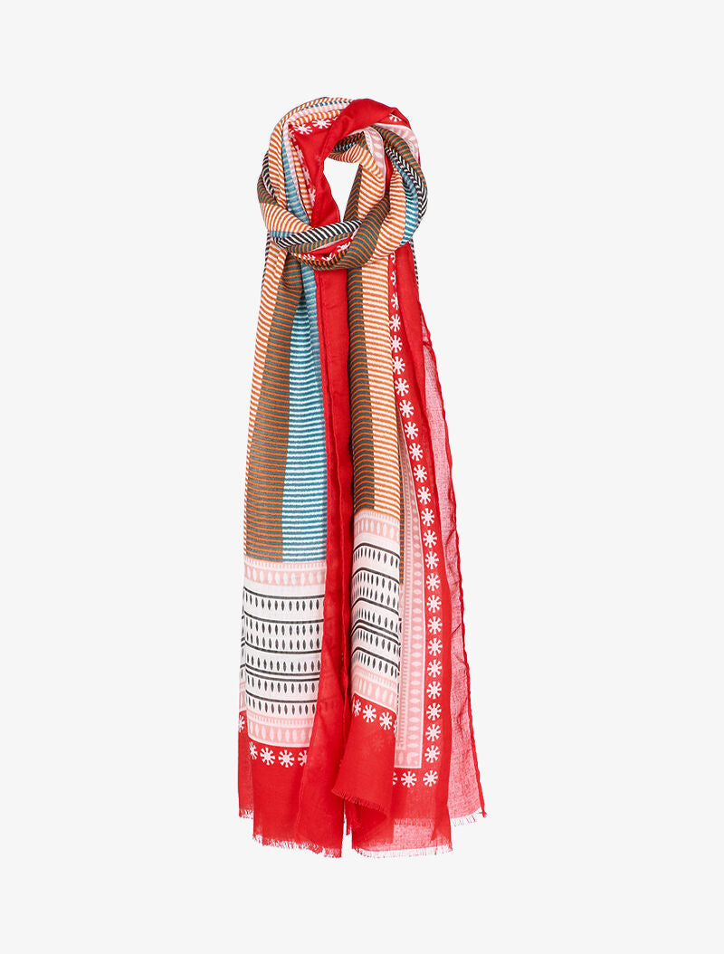 Foulard à rayures stylisées - Rouge - 3