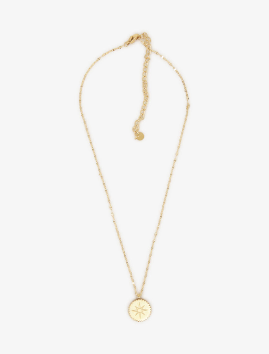 Collier à pendentif rond motif soleil - Or - 1