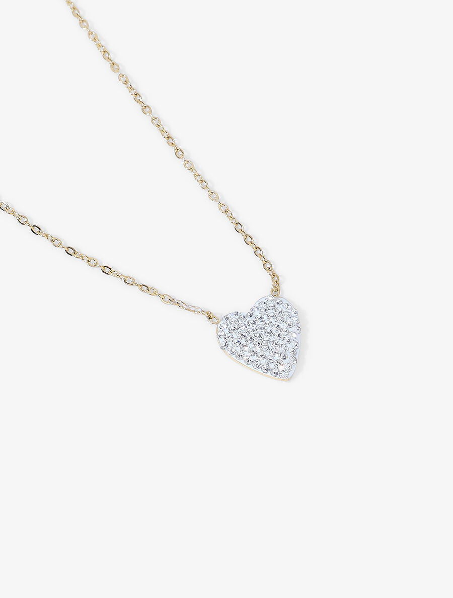 Collier à pendentif coeur orné de zircons - Or - 2