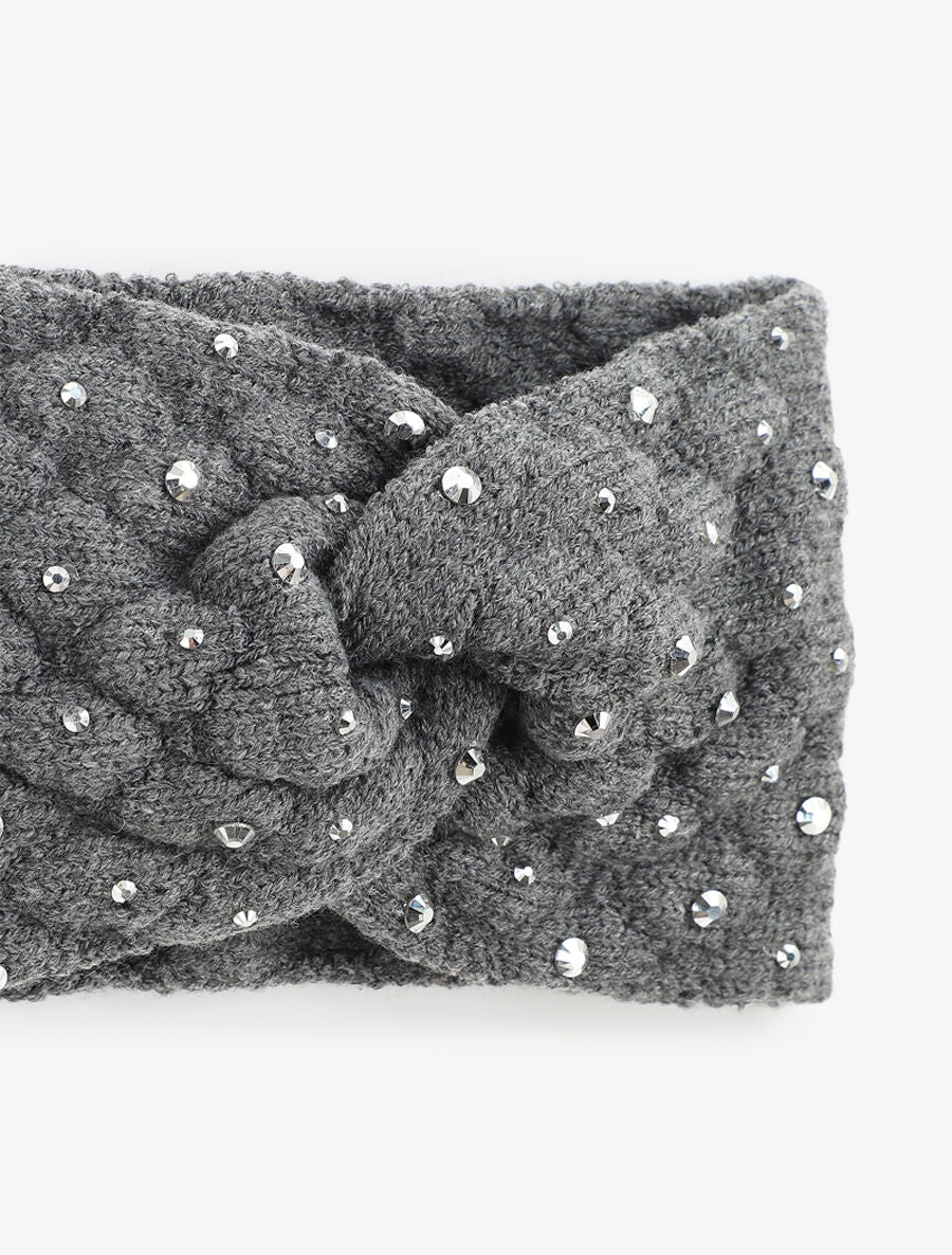 Bandeau en maille à strass - Gris - 3