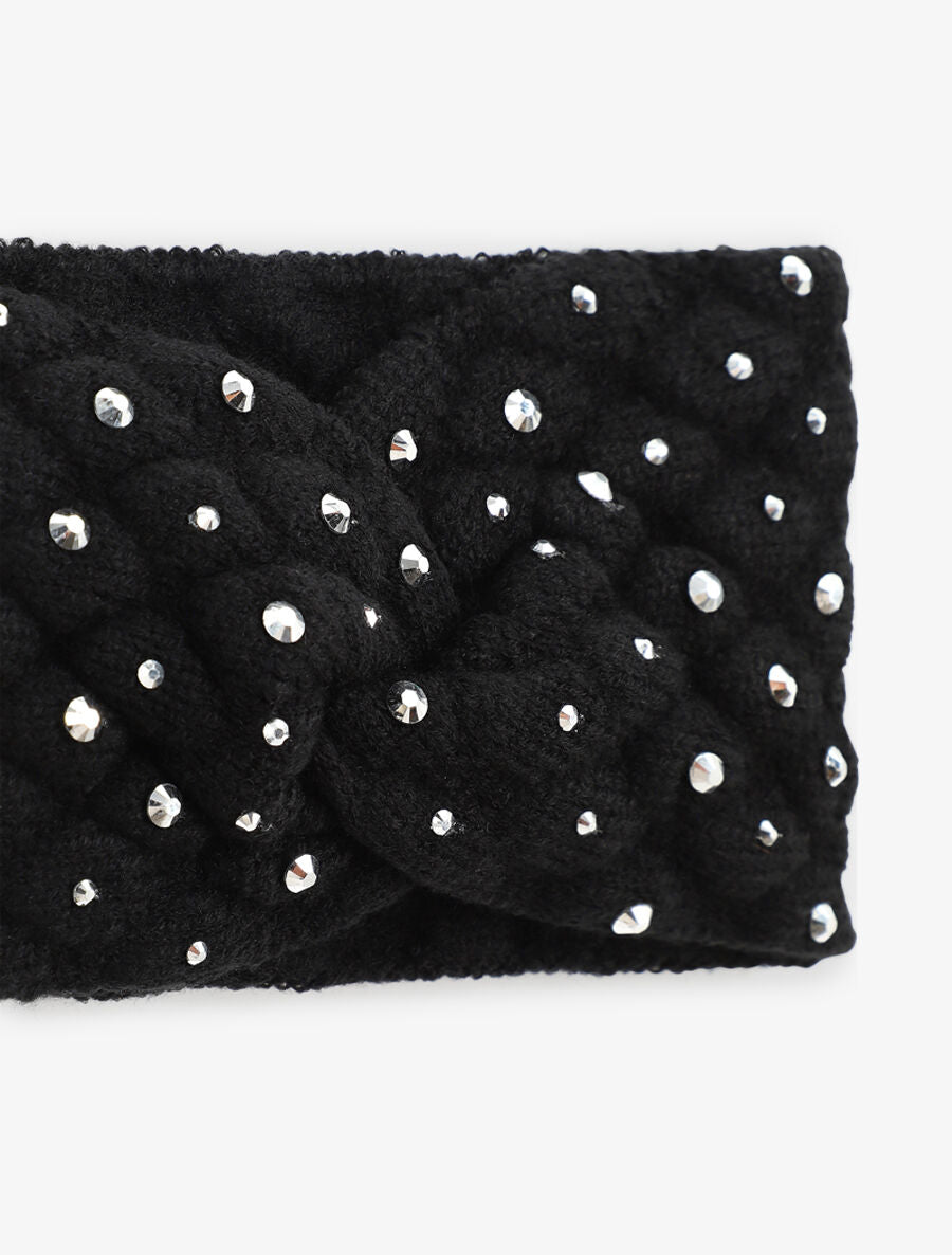 Bandeau en maille à strass - Noir - 3