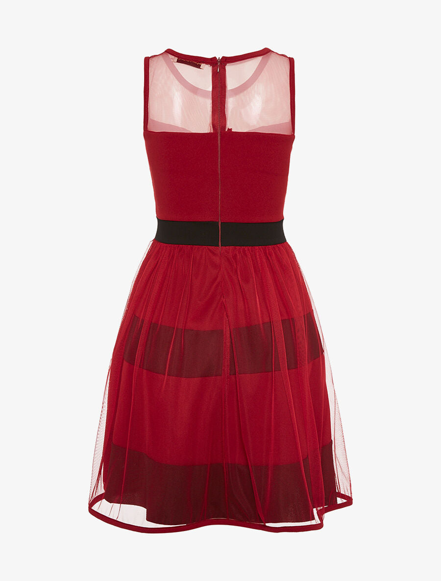Robe à rayures doublée voile - Bordeaux - 2