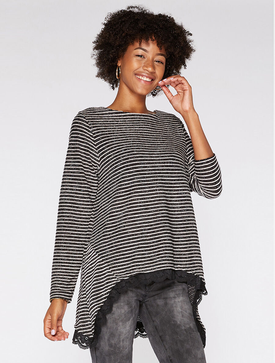 Top ample rayures irisées - Noir - 3