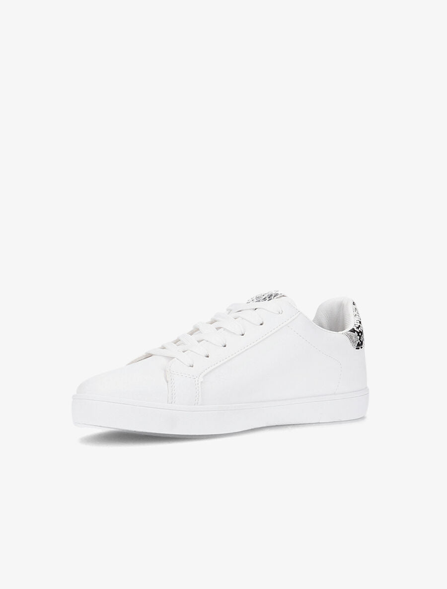 Sneakers à languette et contrefort imprimé - Blanc/python - 3