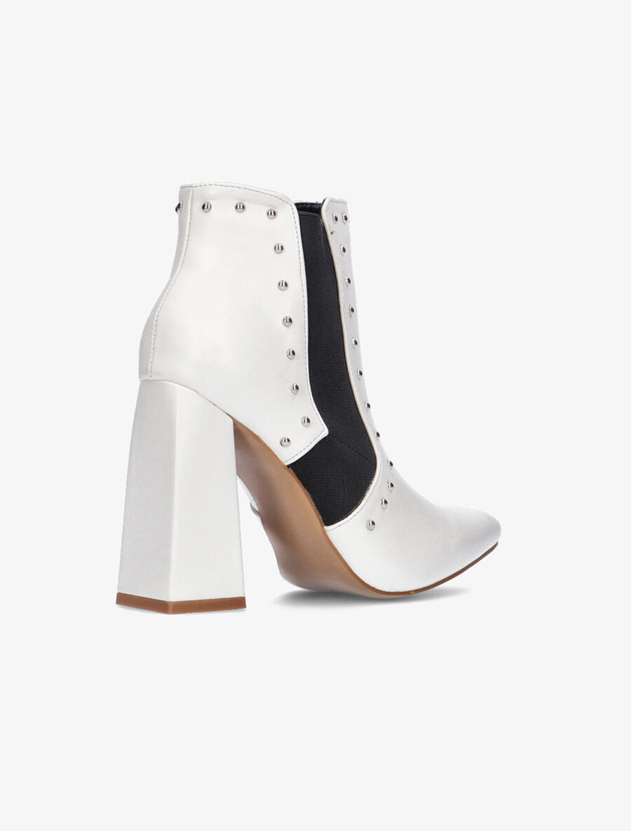 Bottines à talon carré - Blanc - 4