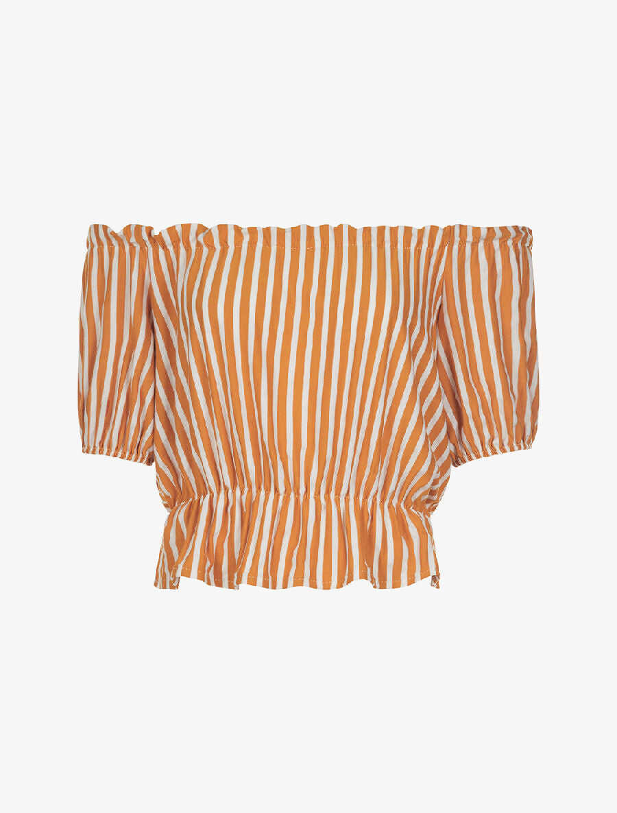 Crop-top rayé - moutarde - 3