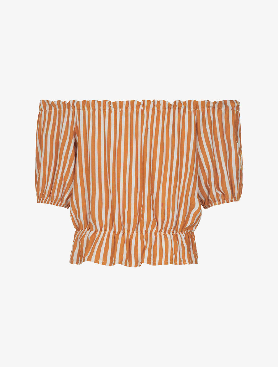 Crop-top rayé - moutarde - 2
