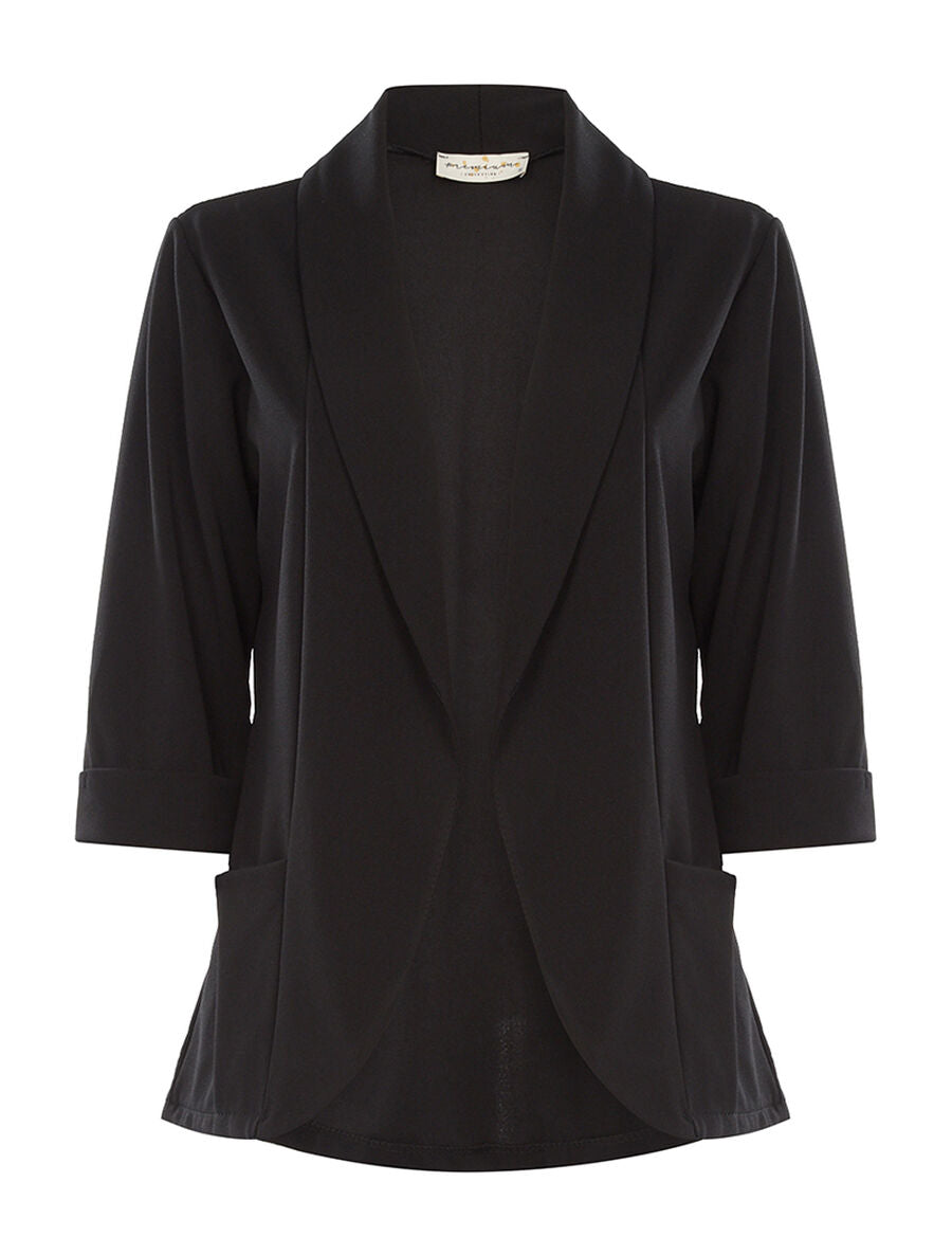 Veste uni basic ouvert - Noir - 1