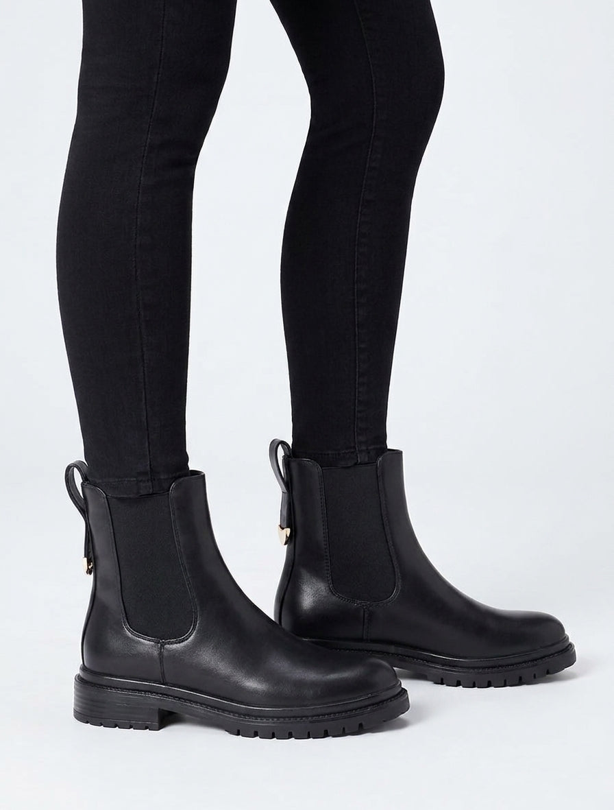 Chelsea boots talon bloc cranté - Noir