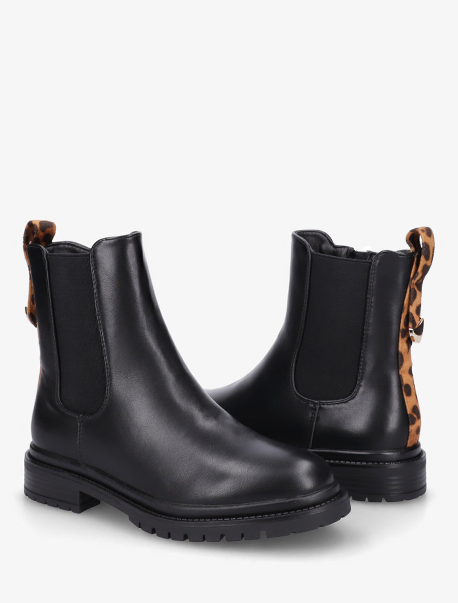 Chelsea boots à contrefort stylisé - Noir/léopard - 4