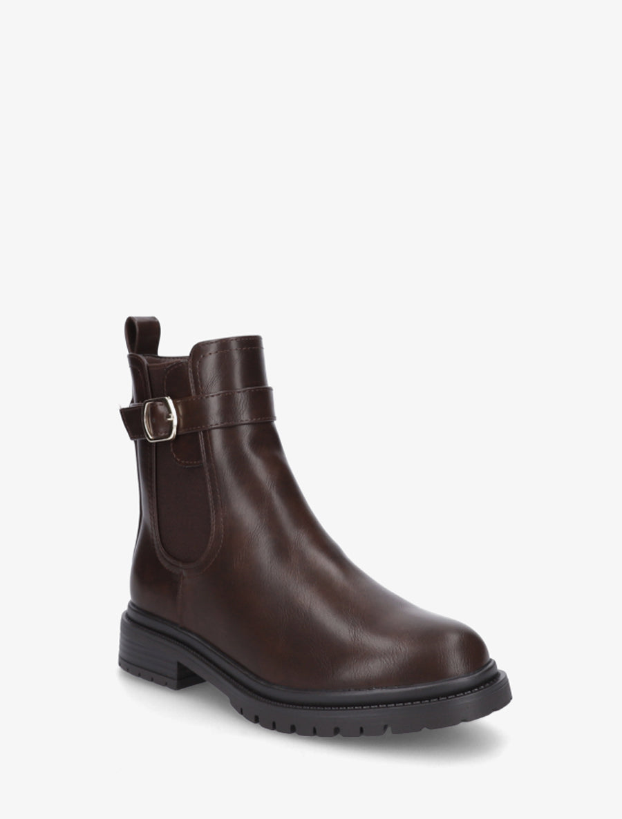 Bottines élastiquées à boucle et semelle crantée - Marron - 2