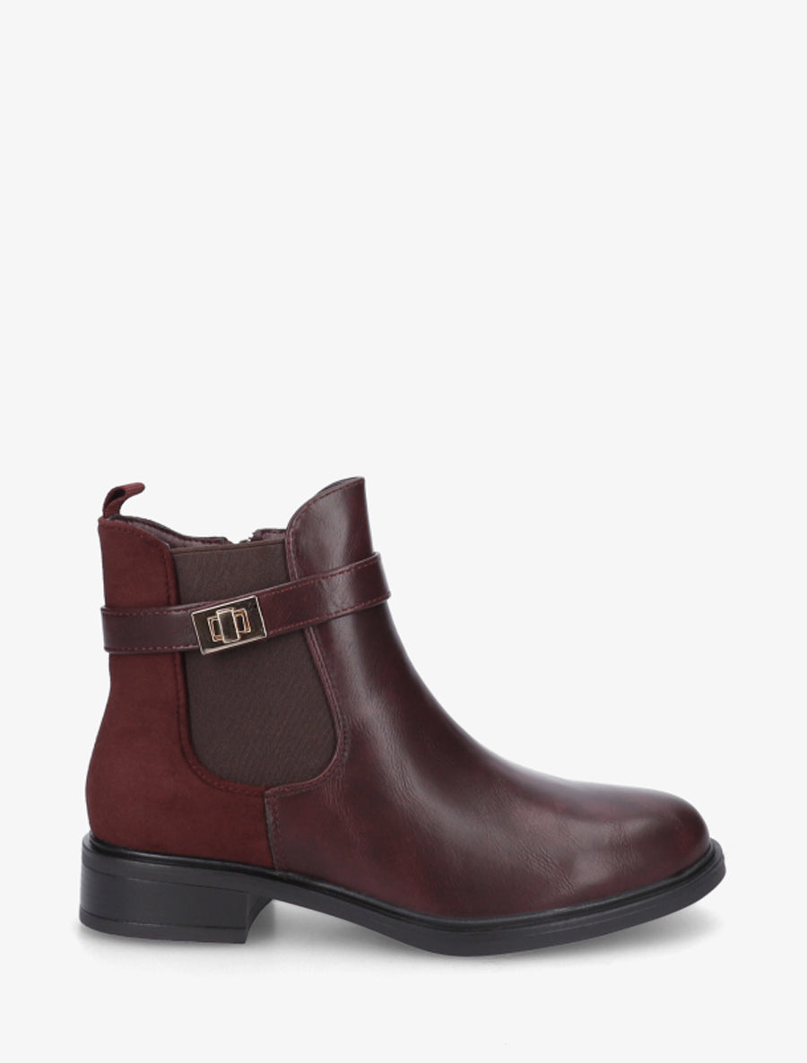Bottines unies à contrefort en suédine - Lie de vin - 1