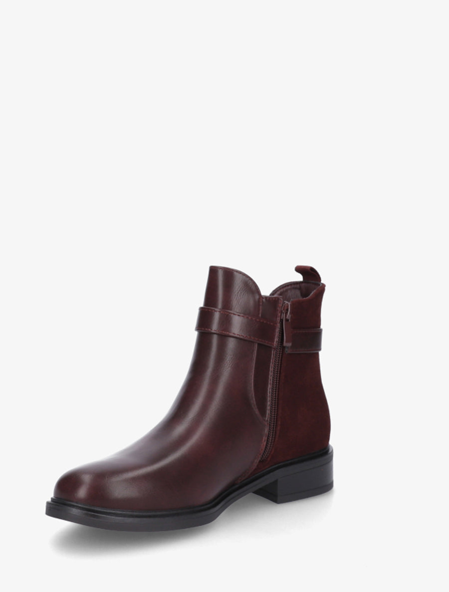 Bottines unies à contrefort en suédine - Lie de vin - 3