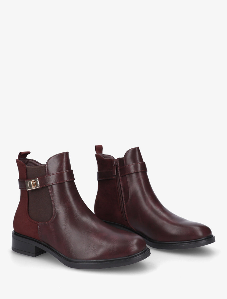 Bottines unies à contrefort en suédine - Lie de vin - 4