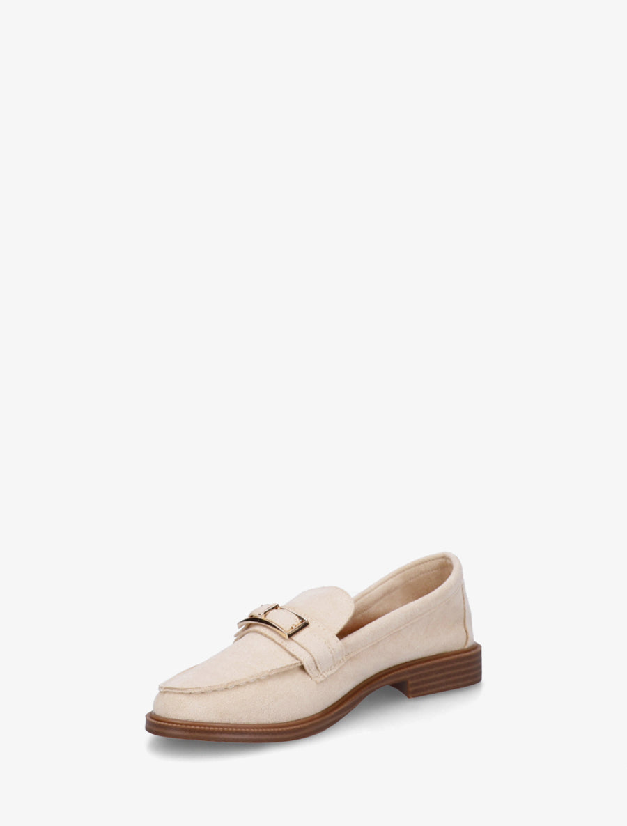 Mocassins en suédine à boucle métallique - Beige - 3