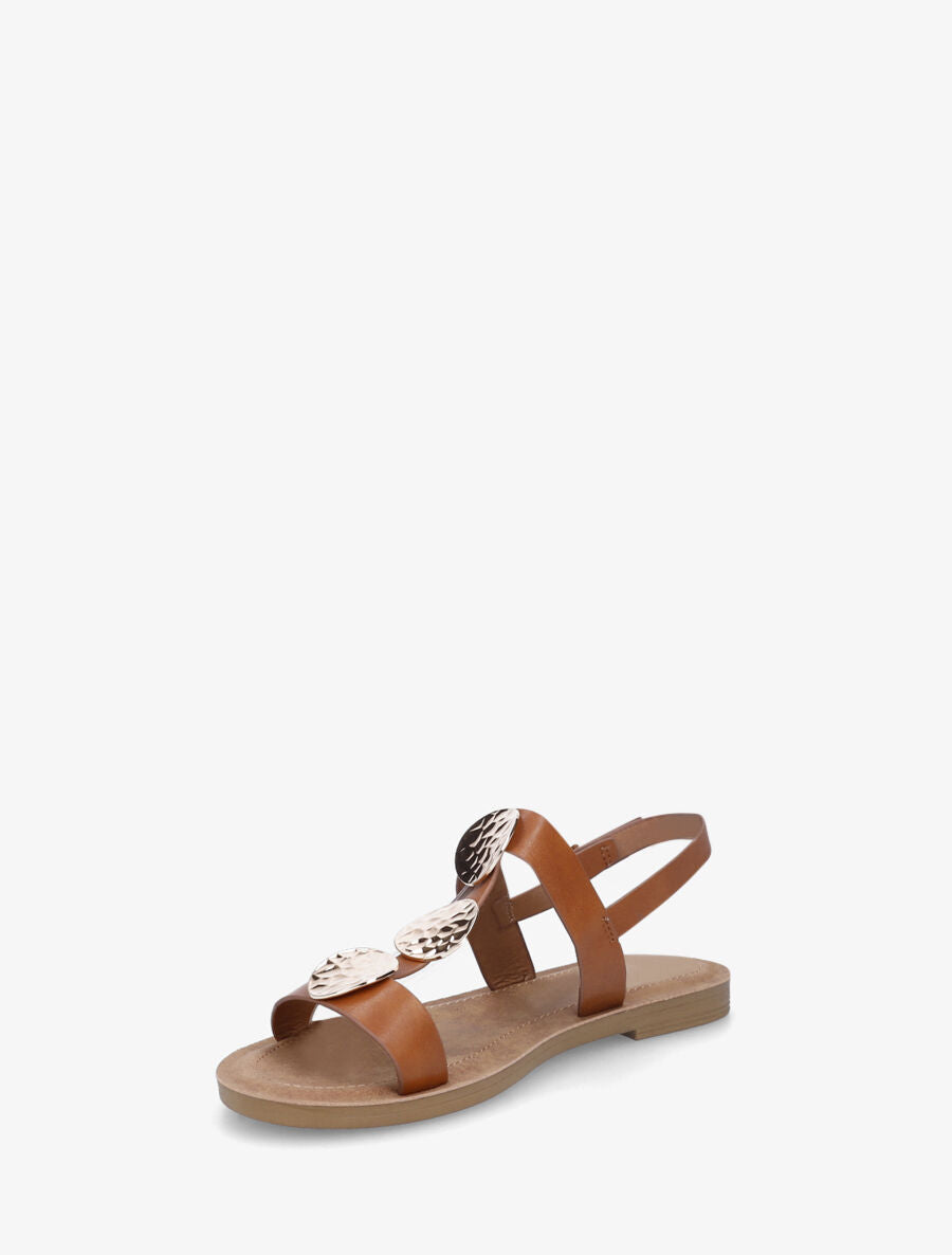 Nu-pieds à empiècements métal - Camel - 4