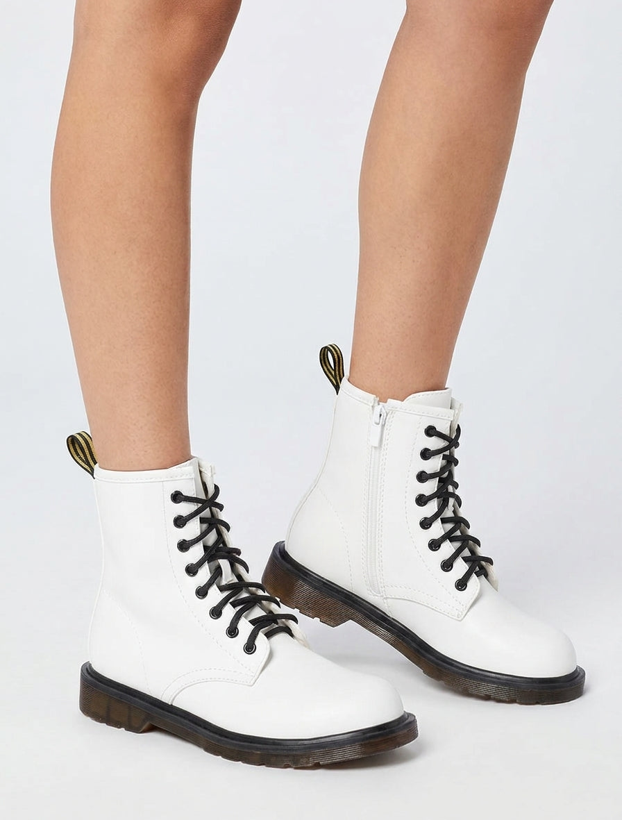 Boots montantes à semelle crantée - Blanc