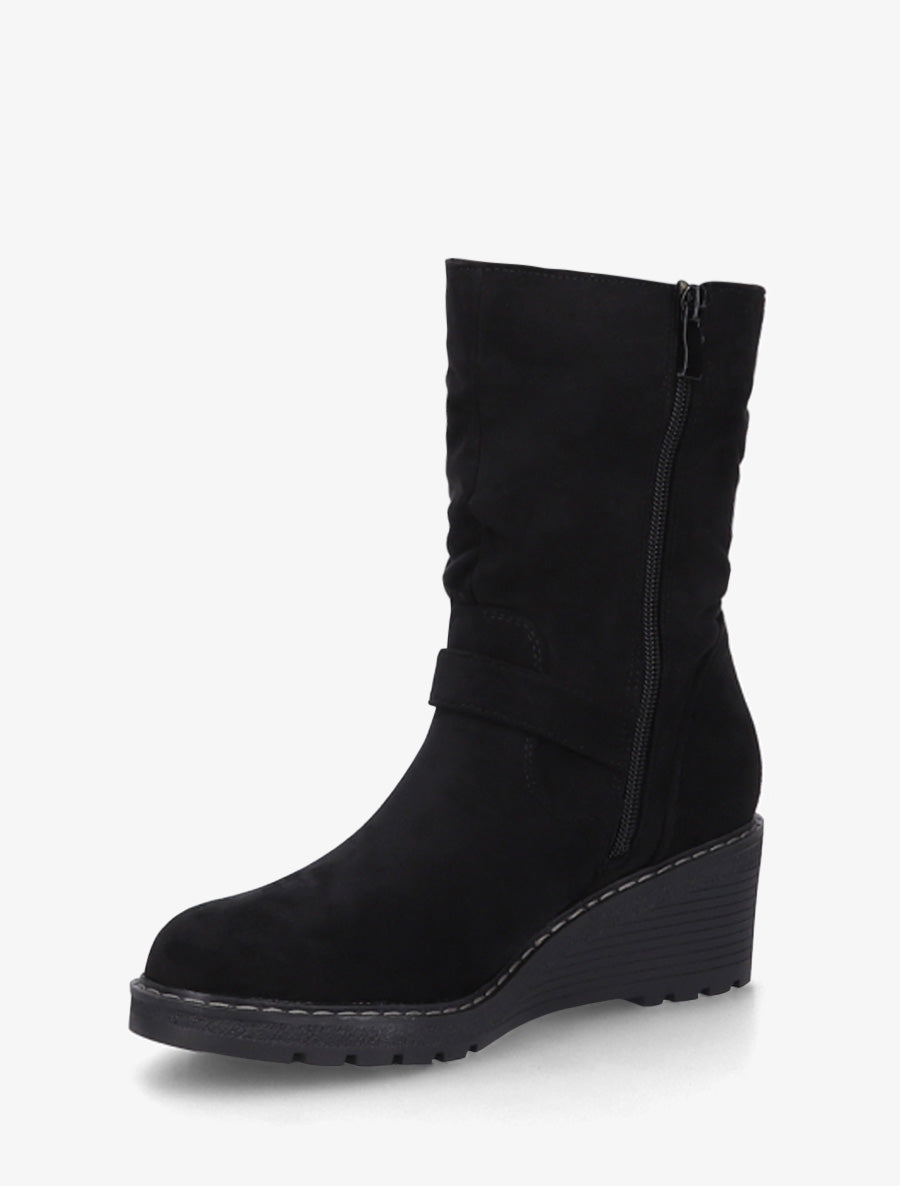 Bottines montantes compensées effet froncé - Noir - 3