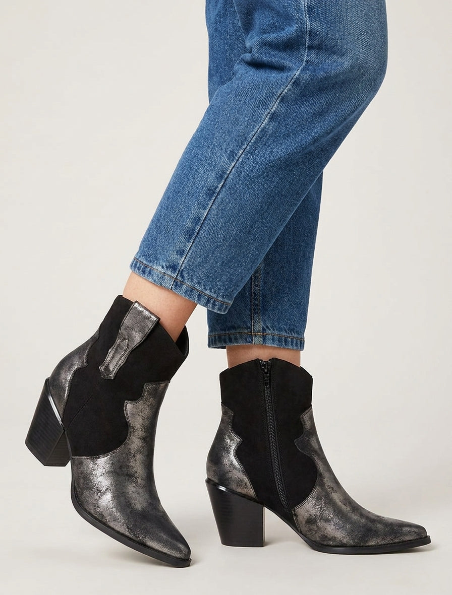 Bottines santiag talon cubain - Noir