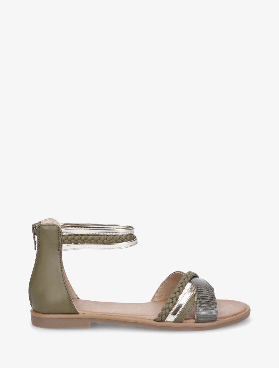 Nu-pieds tressé en simili - Kaki - 6