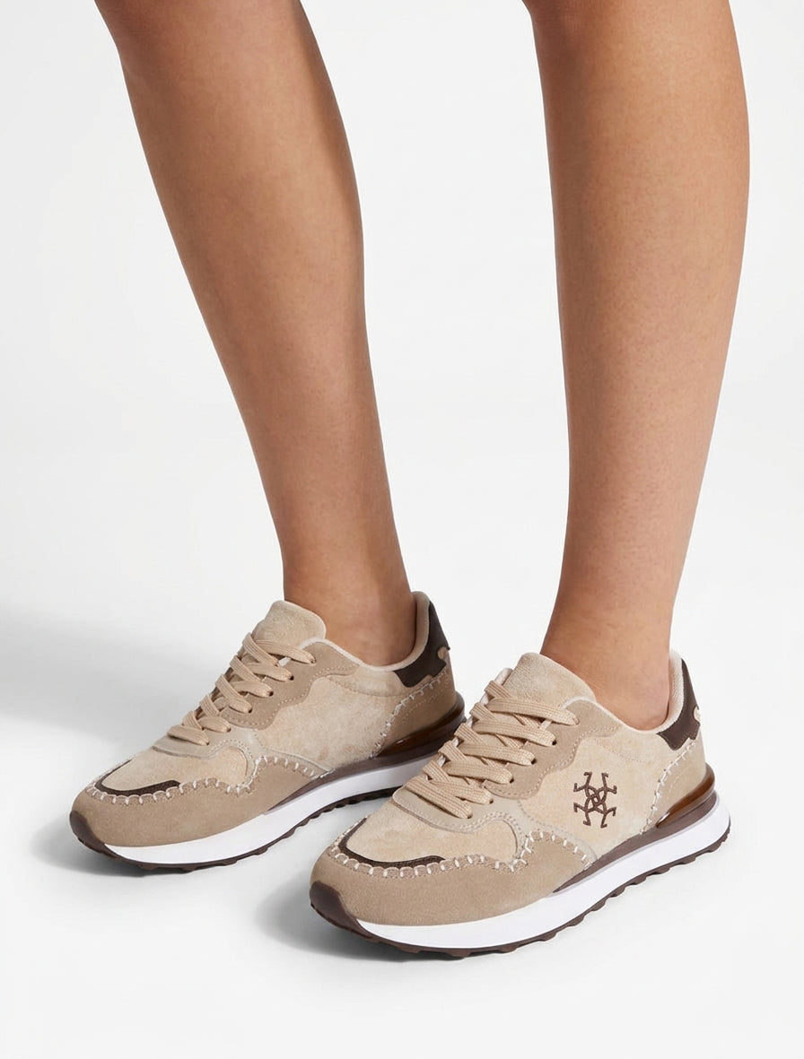 Sneakers semelle plate brodées - Beige