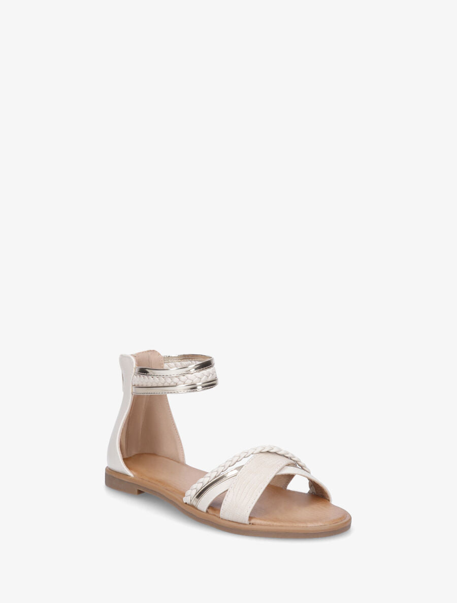 Nu-pieds tressé en simili - Beige - 2