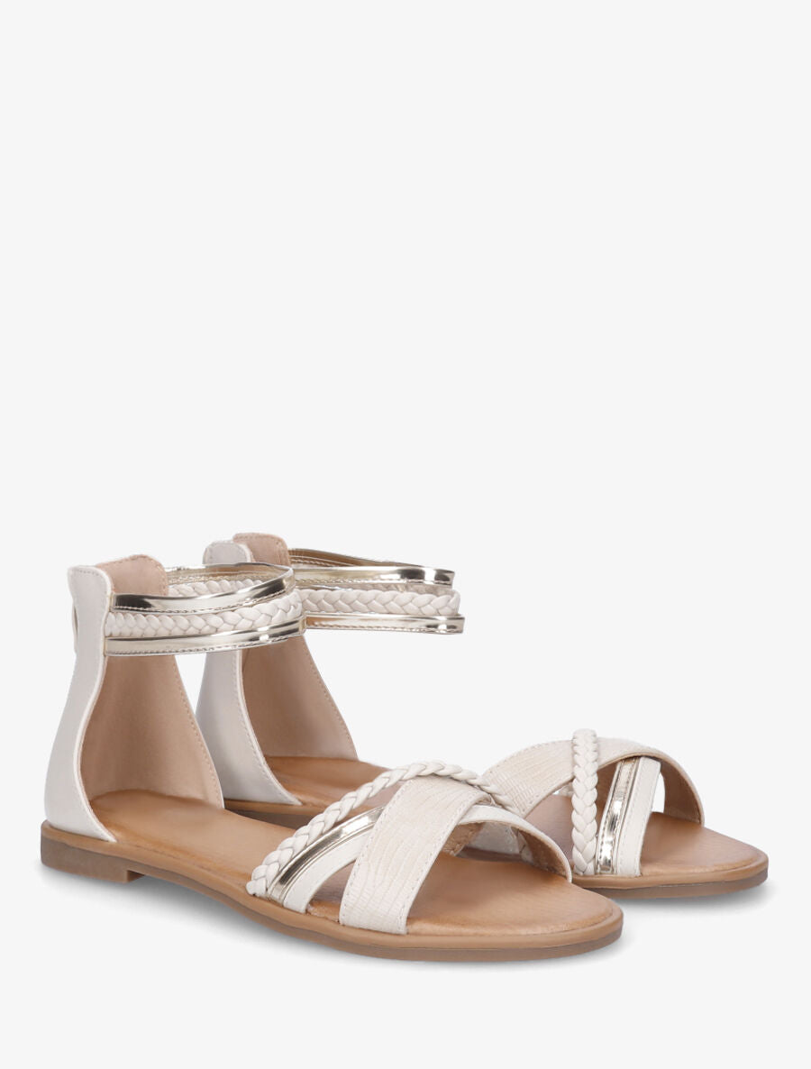 Nu-pieds tressé en simili - Beige - 4