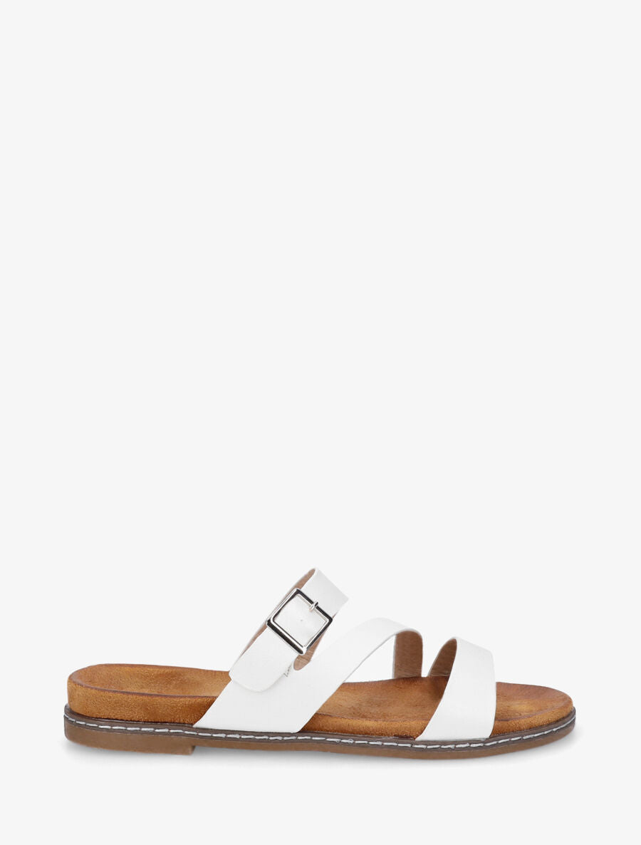 Nu-pieds en simili à boucle - Blanc - 1