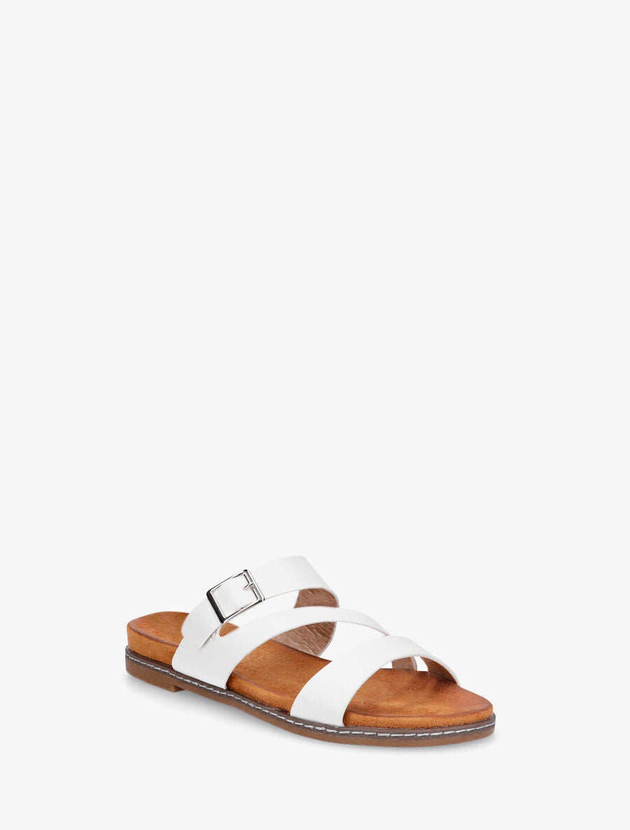 Nu-pieds en simili à boucle - Blanc - 2