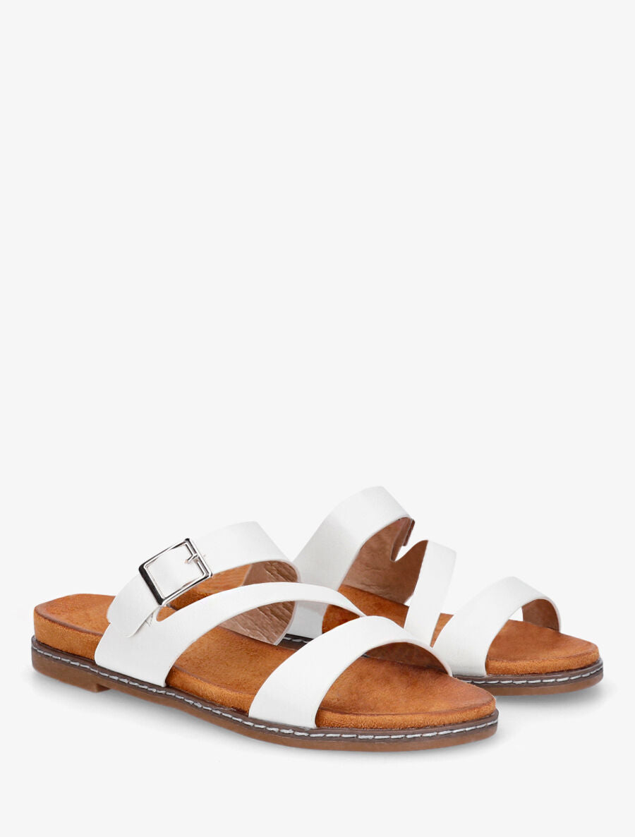 Nu-pieds en simili à boucle - Blanc - 4