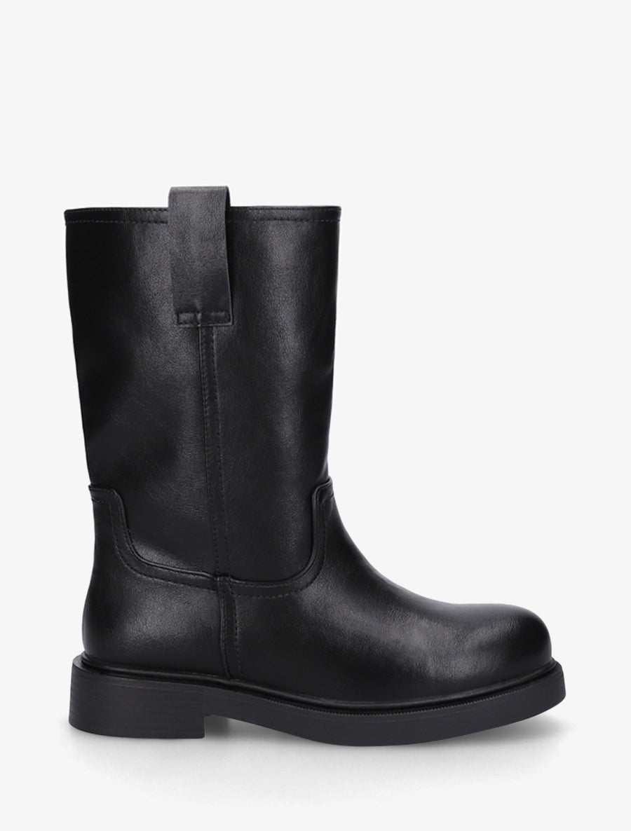 Bottines montantes en simili - Noir - 1